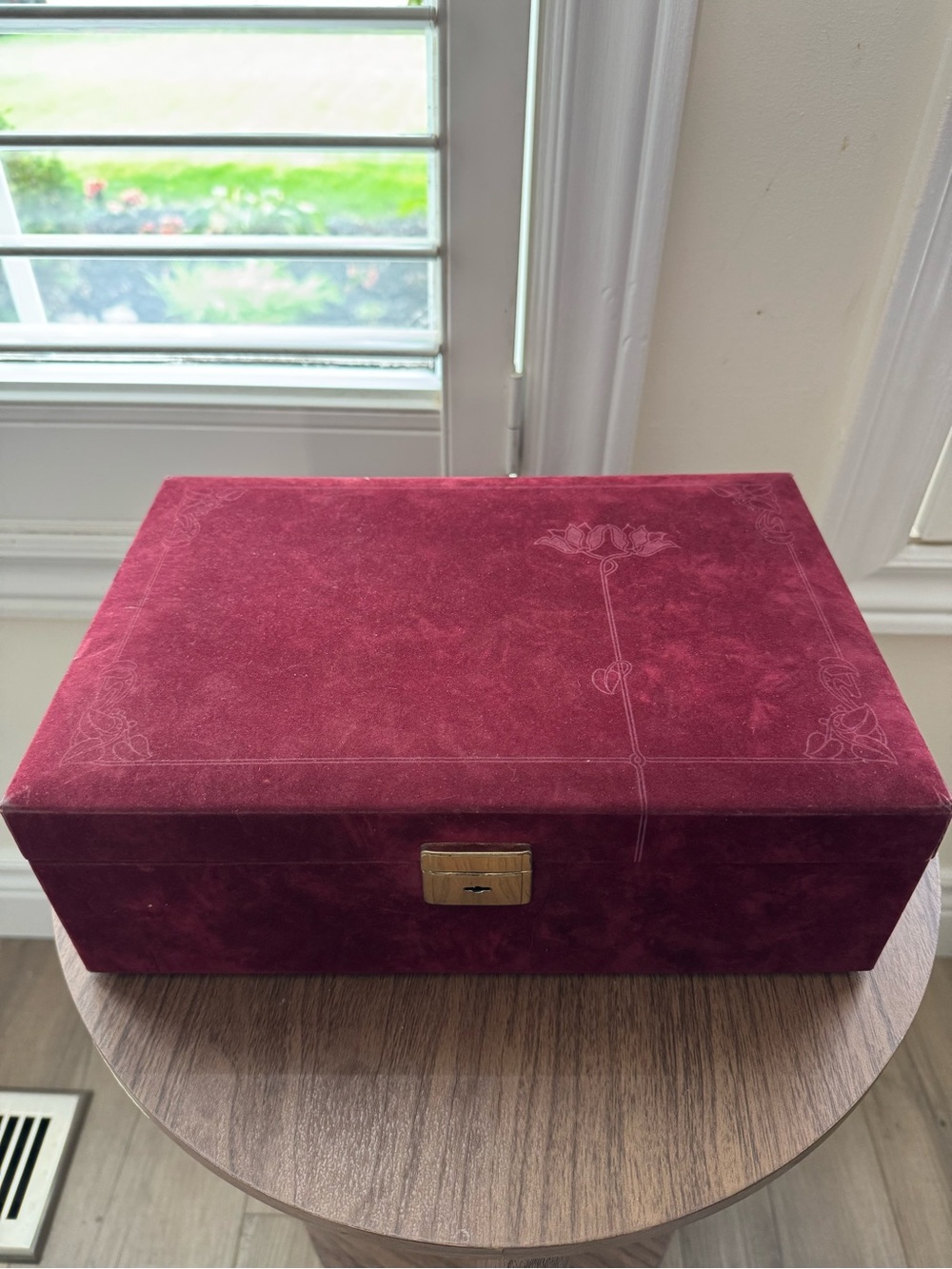 Vintage suede large jewelry box